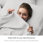 Hypoallergenic double brushed microfiber top sheet showing fabric breathability