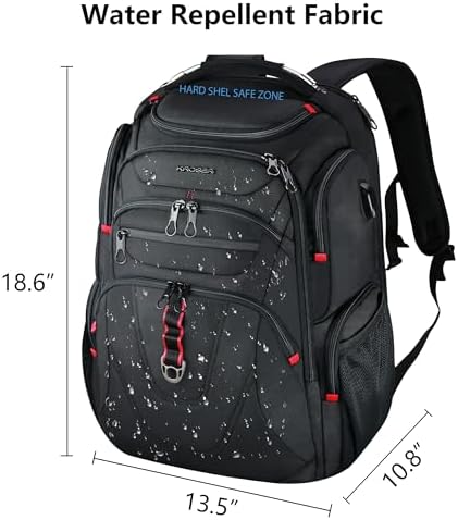 KROSER 17.3 inch computer backpack showing flat unfolded TSA security layout