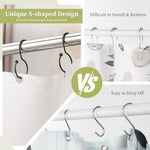 Goowin black decorative shower curtain hangers demonstrating smooth gliding motion along a standard bathroom curtain rail