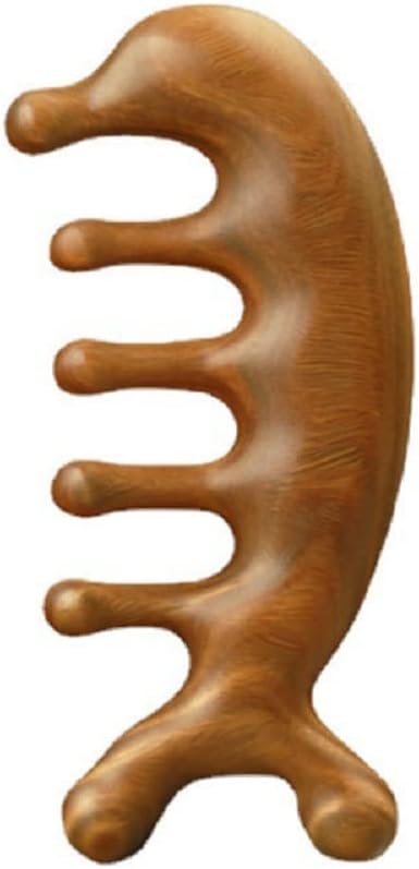 SAEEYCUE Authentic Green Sandalwood Comb Gua Sha Scraping Scalp Massager Head Head, Neck, Hands and Legs (B) - Image 1
