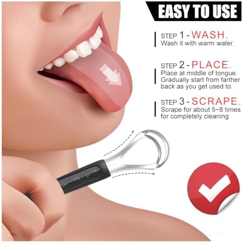 U shaped metal tongue cleaner tool showcasing the ergonomic colored grip design