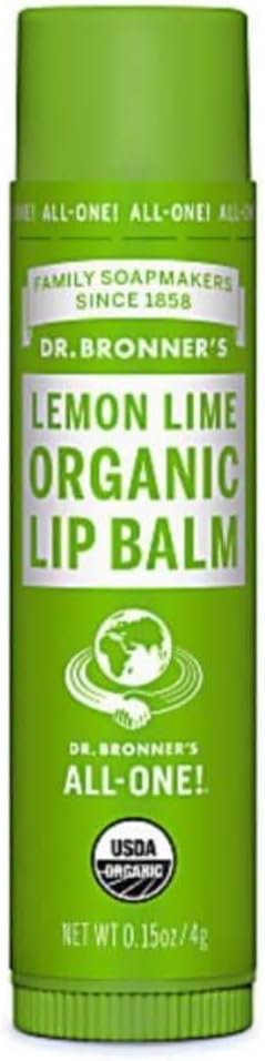 Dr. Bronner's organic lip balm lemon lime front view stick