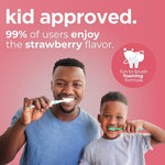 Wellnesse strawberry flavored fluoride free toothpaste for toddlers.