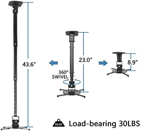 Ceiling mount with adjustable height extendable arms extended