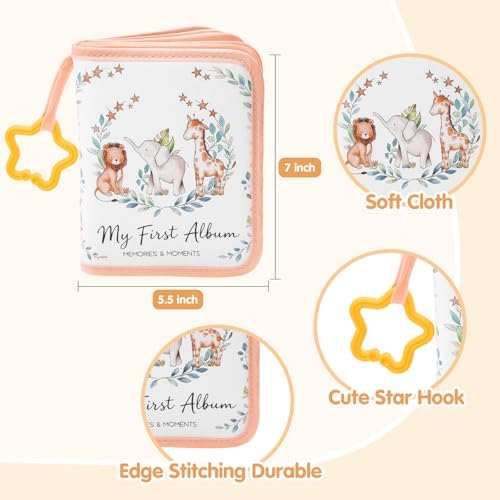 Close up view of the built in baby safe mirror and pink star shaped stroller hook.