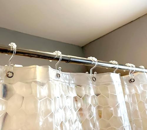 Resze rustproof clear curtain loops set of twelve pieces flat lay