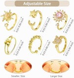 CDIYAR gold adjustable spinner rings showing rotatable cubic zirconia elements for stress relief