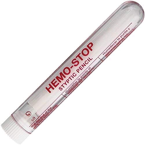 Giesen And Forsthoff Hemo Stop Styptic Pencil front view in protective plastic storage tube