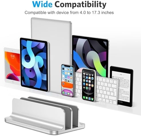 Adjustable vertical laptop holder with silicone protective padding base