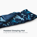 Wake In Cloud toddler nap mat close up on the removable pillow slot and microfiber fabric