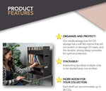 Stock Your Home two pack stackable DVD storage shelf side profile reinforced handle