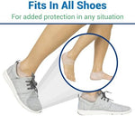 Two pairs of clear silicone heel guards with included storage pouch