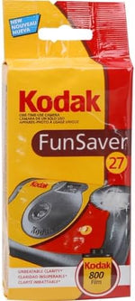 Four pack bundle of Kodak single use analog film cameras with integrated manual flash buttons.
