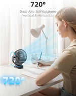 Svinkal quiet operation mini fan illustrating the aerodynamic three blade design and protective plastic enclosure.