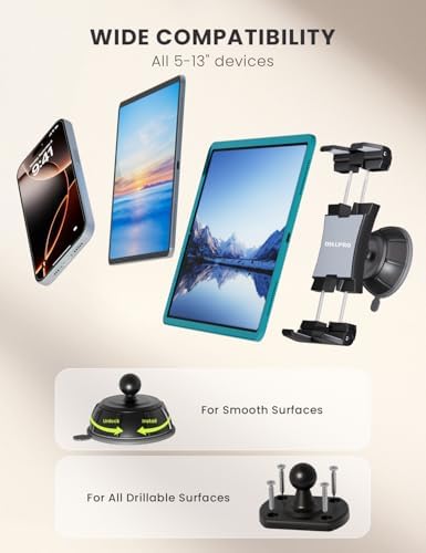 OHLPRO dual base smartphone and tablet bracket package showing all included mounting accessories and screws.