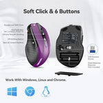 TECKNET office and study silent mouse in premium purple finish setup next to laptop