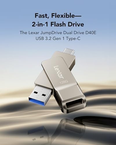 Lexar dual drive OTG storage memory stick showing both USB-C and USB-A connections side by side