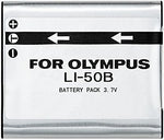 Rechargeable lithium ion digital camera battery side angle showing technical specifications and contacts