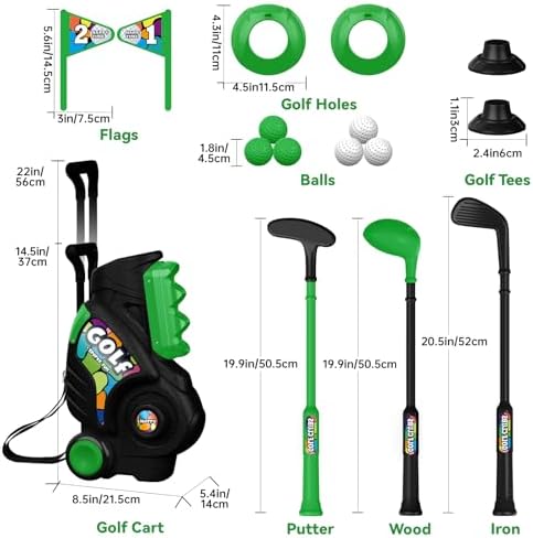 Full contents of the Liberry toddler golf set in black
