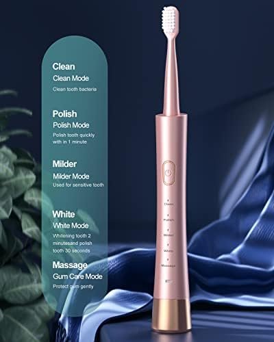 Ajelu sonic toothbrush showing 8 replacement brush heads included