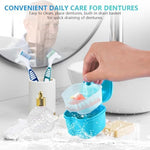 Double sided denture cleaning brush with long and short bristles