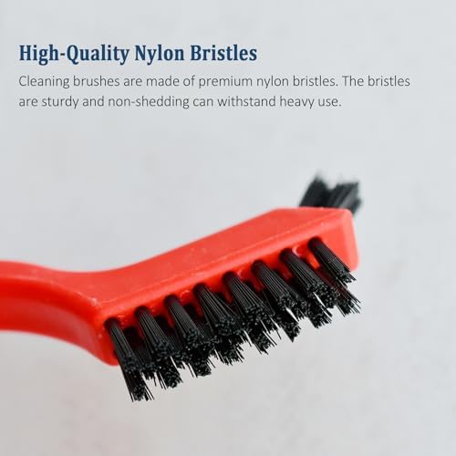 HHELIC car detailing brush set demonstrating cleaning utility in tight automotive interior gaps and holes.
