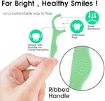 Close up of shred resistant unflavored thread on a disposable dental flosser stick