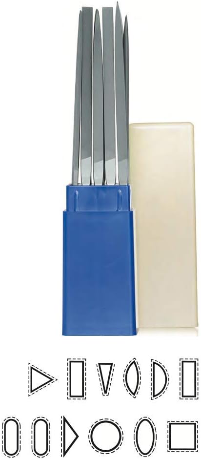 Assorted shapes of Vallorbe jeweler needle files displayed together