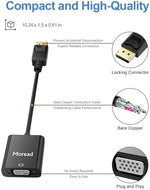 Moread video converter dongle showcasing the molded strain relief and black durable cable jacket.