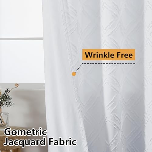 Top header view showcasing the twelve rust proof stainless metal grommets of the OWENIE white curtain