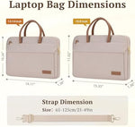 RAINYEAR lady briefcase back view highlights the two small pockets for mouse and charger storage.