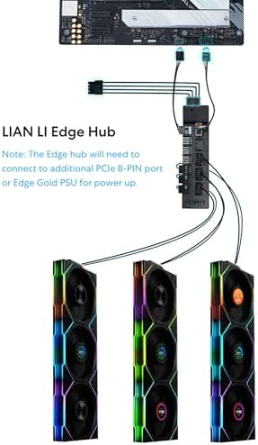 Three black Lian Li UNI Fan TL Wireless 120mm components connected together seamlessly.