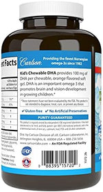 Carlson Kids Chewable DHA orange flavored softgels nutritional facts and ingredient label details
