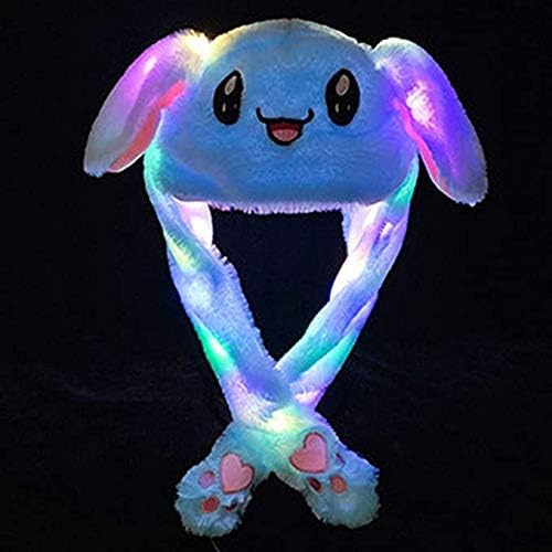 Zcint blue plush bunny hat with moving ears front view