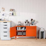 Washsemba multipurpose steel storage locker styled as a modern sideboard in an office setting