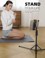Lamicall tablet holder bracket rotated to landscape mode holding a smartphone.