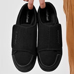 Top down view of wide width diabetic shoes for elderly women.