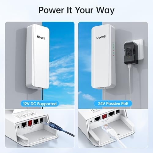 UeeVii wireless bridge companion router for indoor signal distribution across remote buildings.