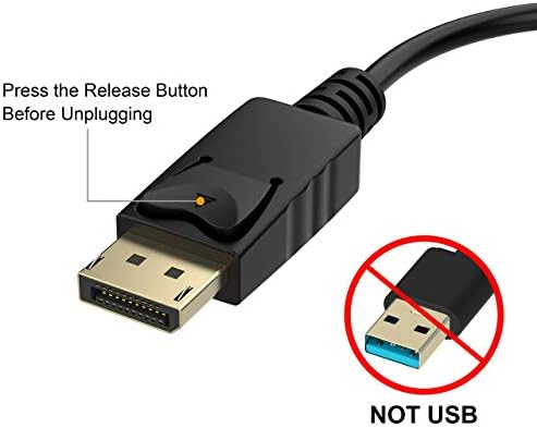 Moread DisplayPort to HDMI Adapter side view highlighting the mechanical latch release button.
