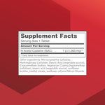 Back label of Protocol For Life Balance NAC showing 1000mg dosage and ingredients.
