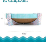 Side angle view of the lightweight and portable Catstages cat scratcher bed showing full dimensions and structural support.