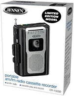 Jensen compact portable AM FM radio tape deck package contents including the instruction manual