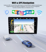 The complete installation kit packaging including the microphone, camera, cables, and 128GB stereo head unit.