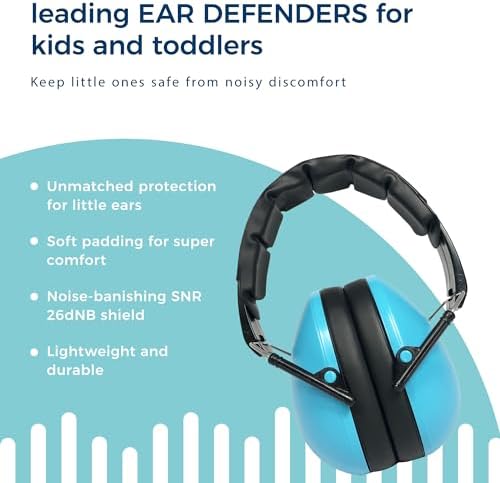 Child wearing Banz Kidz Earmuffs for hearing protection at a loud event.