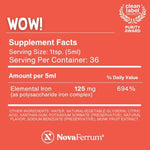 NovaFerrum raspberry grape flavor high potency iron supplement packaging details