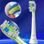 Close up of diamond shaped bristles on white sonic toothbrush replacement head
