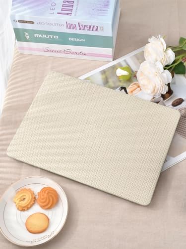 Seorsok laptop shell close up of premium beige woven fabric texture and finish