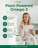 OmegaVia Vegan Omega 3 supplement bottle showing 60 softgels label