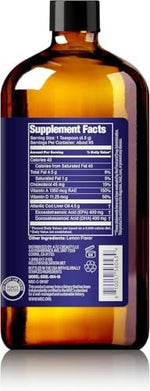 Side angle of non-GMO certified Soulsation Icelandic cod liver oil bottle