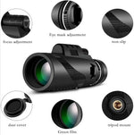 ONOLA 80x100 black monocular telescope showing non slip rubber armor body construction